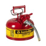 Justrite 1 Gallon 5/8" Metal Hose Steel Safety Can for Flammables Type 2 KSA