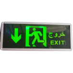 Exit Light aluminum sliver frame and glass with down arrow ( single side with chain)